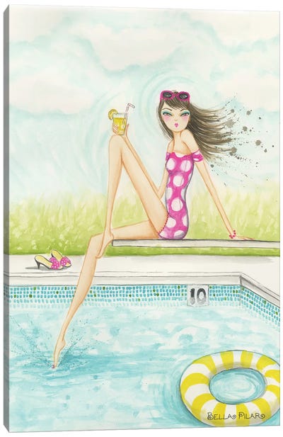 Backyard Pool Canvas Art Print - Women's Swimsuit & Bikini Art
