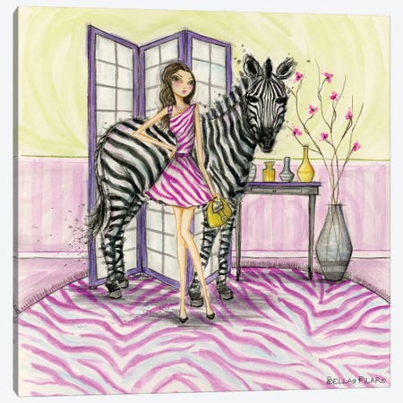 Zoe and Zebra Canvas Print #BPR211} by Bella Pilar Art Print