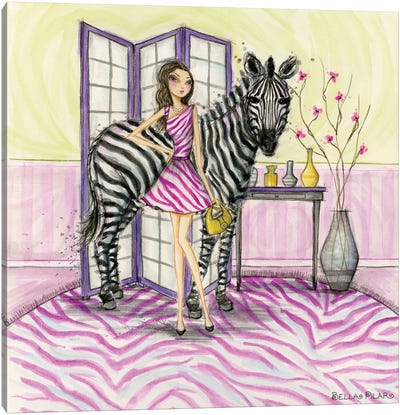 Zoe and Zebra Canvas Art Print - Bella Pilar
