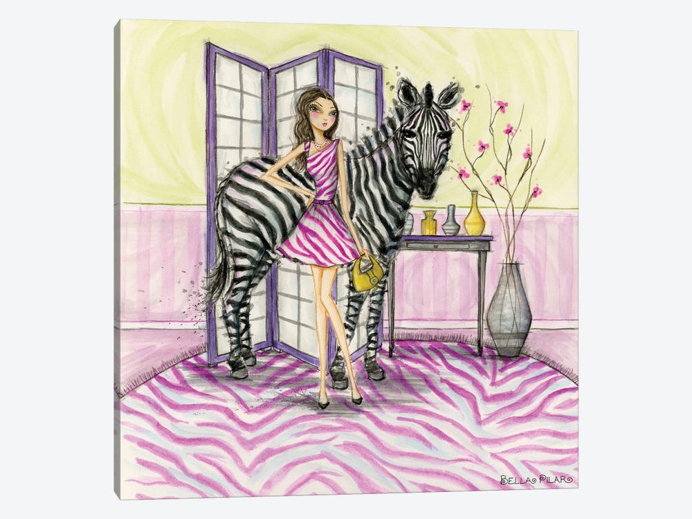 Zoe and Zebra by Bella Pilar 1-piece Canvas Wall Art