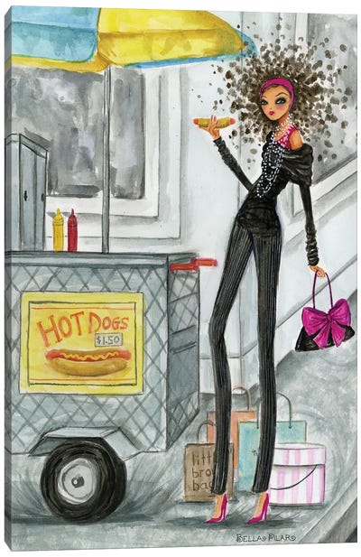 New York Hot Dog Canvas Art Print - International Cuisine Art