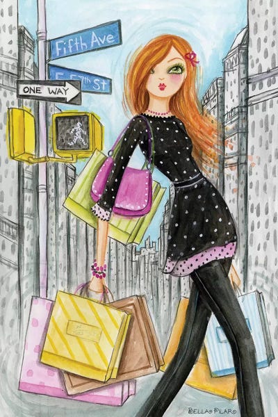 Fashion Illustrations: NYC Shopping Fifth by Bella Pilar