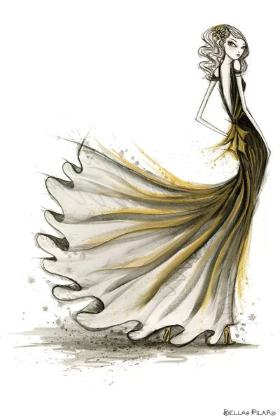 Fashion Illustrations: Black & Gold Affair by Bella Pilar