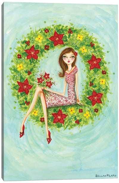 Ruby's Bouquet Canvas Art Print - Christmas Trees & Wreath Art