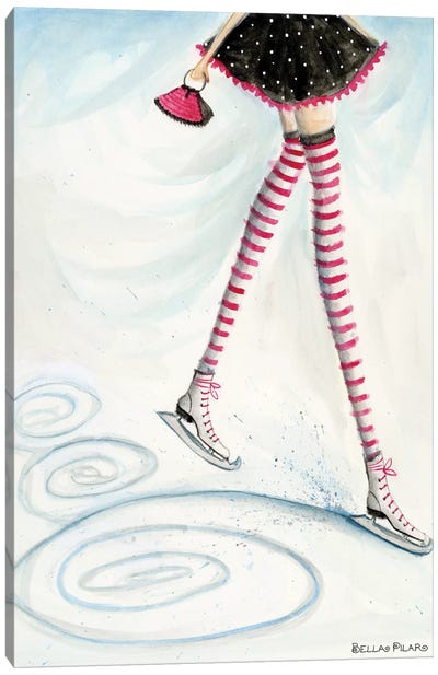 Skating In Candycane Socks Canvas Art Print