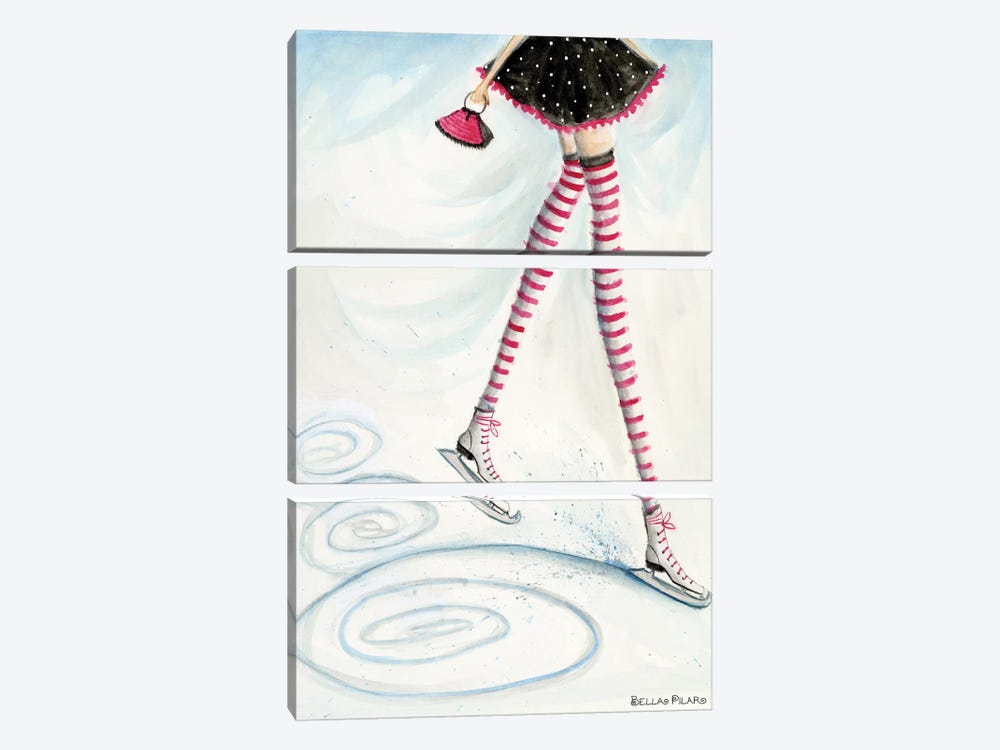 Skating In Candycane Socks by Bella Pilar 3-piece Canvas Print