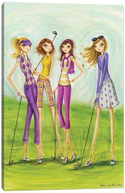 Ladies Golf In Style Canvas Art Print - Women's Sportswear Art