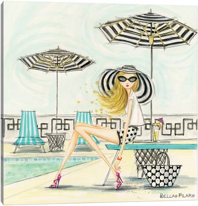 Poolside Canvas Art Print - Women's Swimsuit & Bikini Art