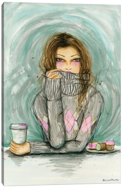 Hot Coffee Warm Sweater Canvas Art Print - Bella Pilar