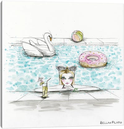 Lifestyle Hazel Takes A Dip Canvas Art Print - Swan Art