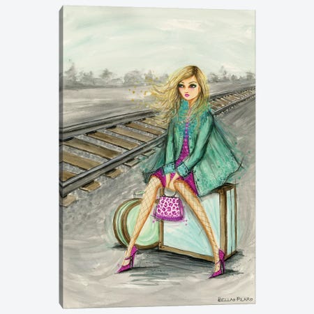 Lulu Waiting By The Train Tracks Canvas Print #BPR306} by Bella Pilar Canvas Wall Art