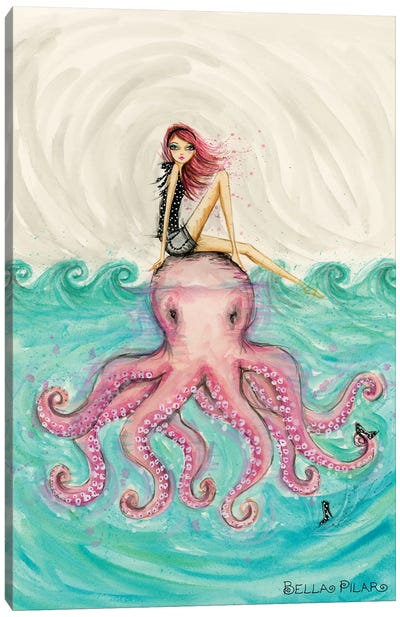 Octopus Girl Canvas Art Print - Women's Swimsuit & Bikini Art