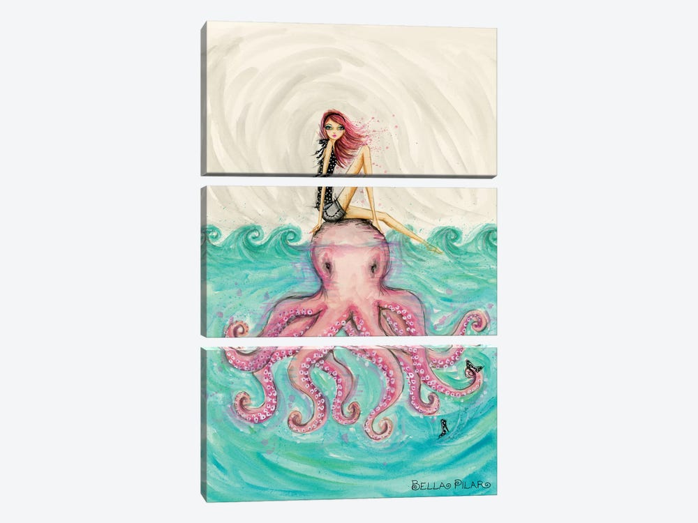 Octopus Girl by Bella Pilar 3-piece Canvas Art Print