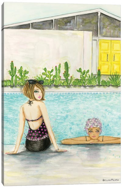 Timeless Palm Springs Canvas Art Print - Swimming Art