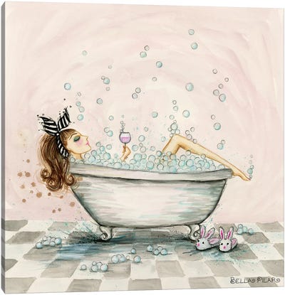 Pamper Yourself Bubble Bath Canvas Art Print - Bella Pilar