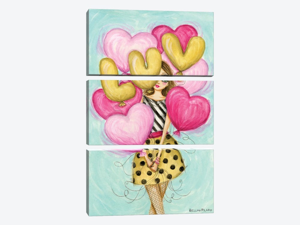 Celebrate Luv Balloons by Bella Pilar 3-piece Canvas Artwork
