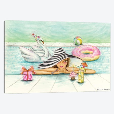 Delphine At The Pool Party Canvas Print #BPR323} by Bella Pilar Canvas Print