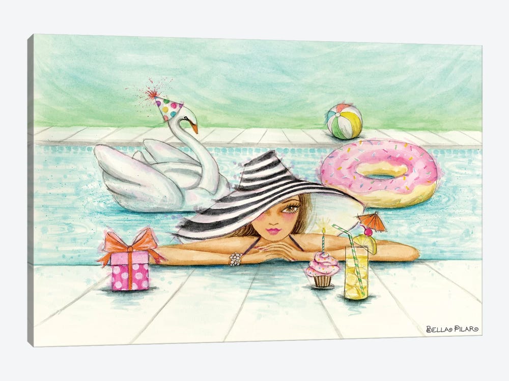 Delphine At The Pool Party by Bella Pilar 1-piece Canvas Wall Art