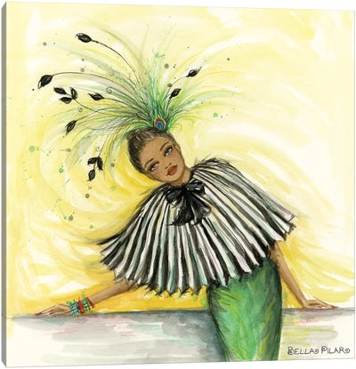 Feathered Fashion Celine In Pleats And Feathers Canvas Art Print - Bella Pilar