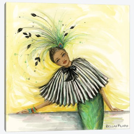 Feathered Fashion Celine In Pleats And Feathers Canvas Print #BPR325} by Bella Pilar Canvas Artwork