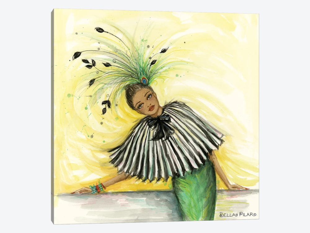 Feathered Fashion Celine In Pleats And Feathers by Bella Pilar 1-piece Canvas Artwork