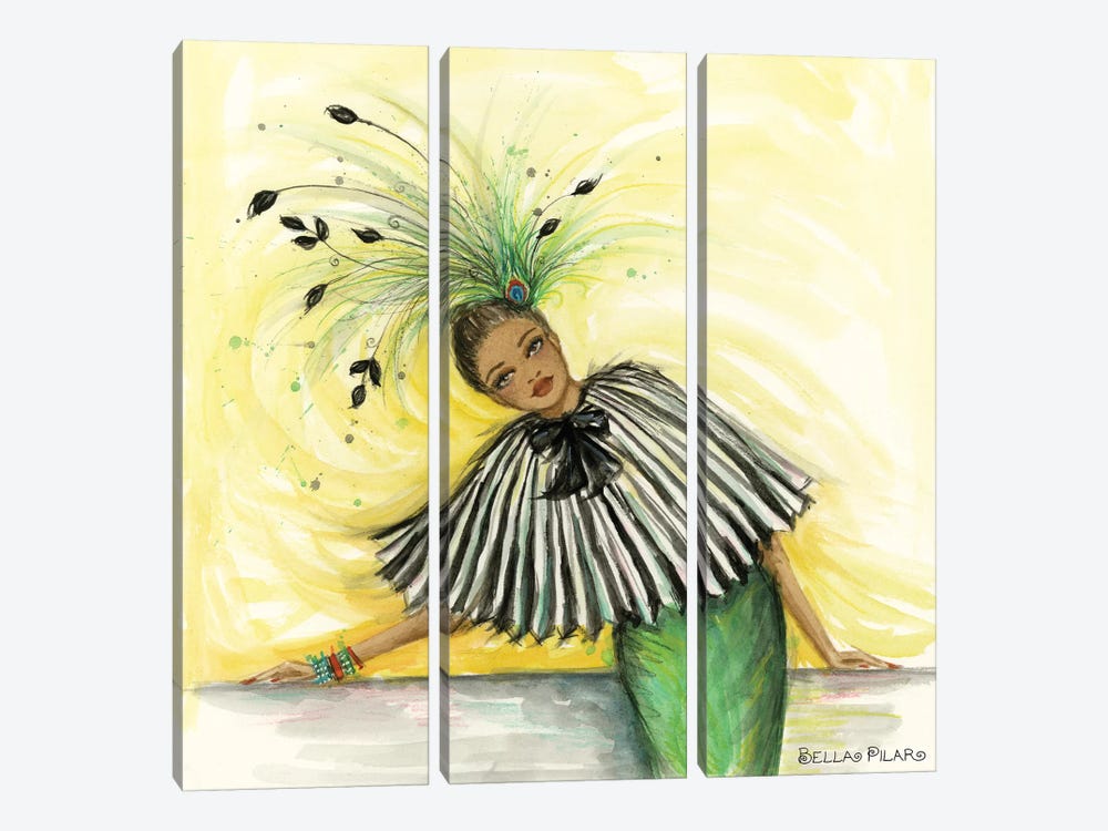 Feathered Fashion Celine In Pleats And Feathers by Bella Pilar 3-piece Canvas Art