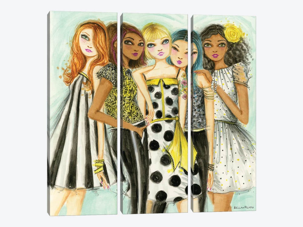 Just Hanging With The Girls by Bella Pilar 3-piece Canvas Art Print