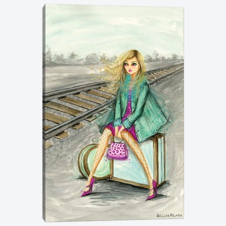 Lulu Waiting By The Train Tracks Canvas Print #BPR334} by Bella Pilar Canvas Art Print