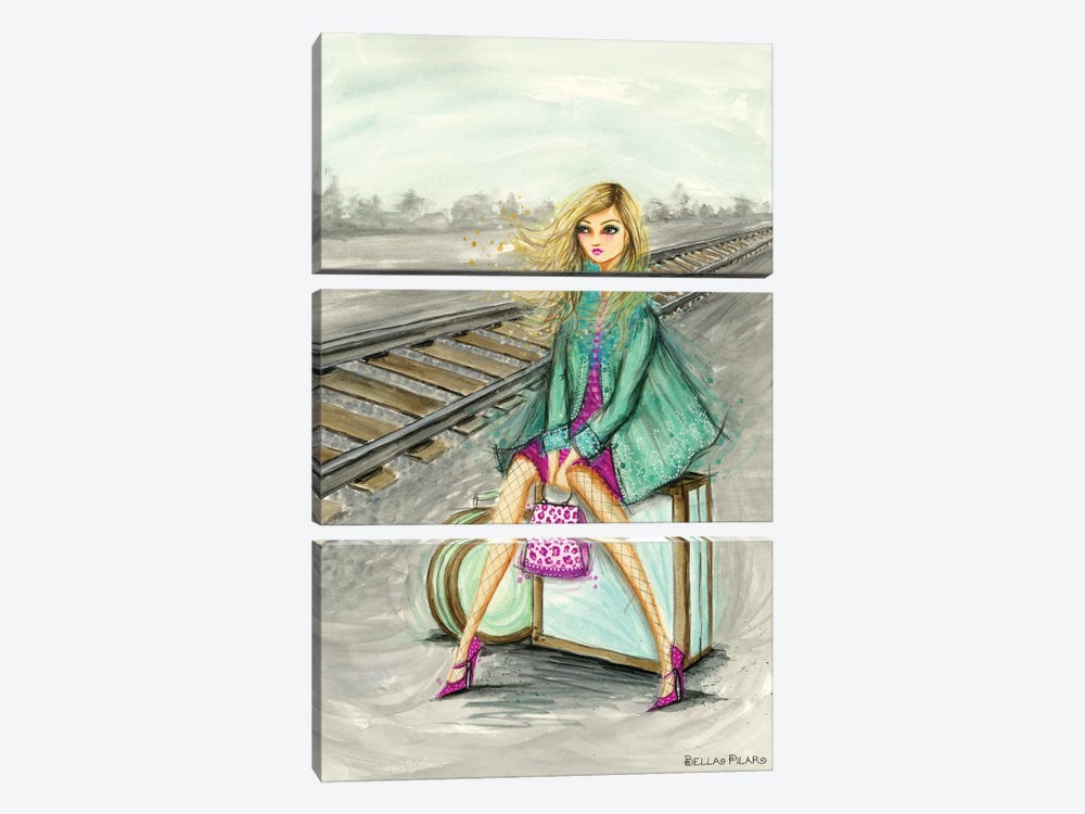 Lulu Waiting By The Train Tracks by Bella Pilar 3-piece Canvas Art
