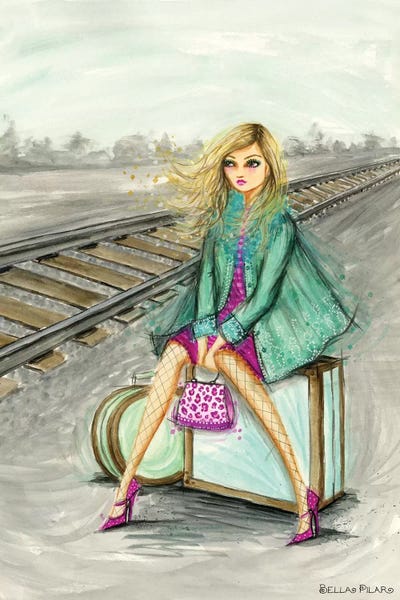 Fashion Illustrations: Lulu Waiting By The Train Tracks by Bella Pilar