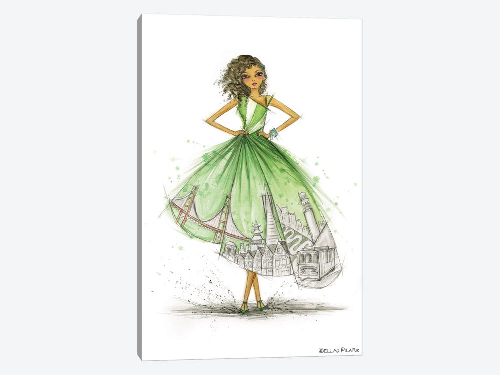 Night On The Town City Skirt Green Sf by Bella Pilar 1-piece Canvas Art Print
