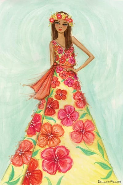 Sweet Melina's Summery Floral Gown by Bella Pilar art print