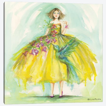 Lisette's Yellow Dress Canvas Print #BPR350} by Bella Pilar Canvas Wall Art