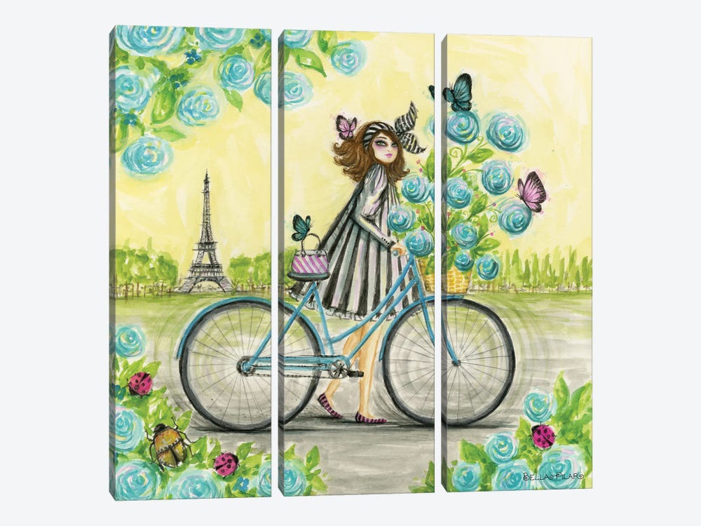 Bike Ride In Paris by Bella Pilar 3-piece Canvas Art