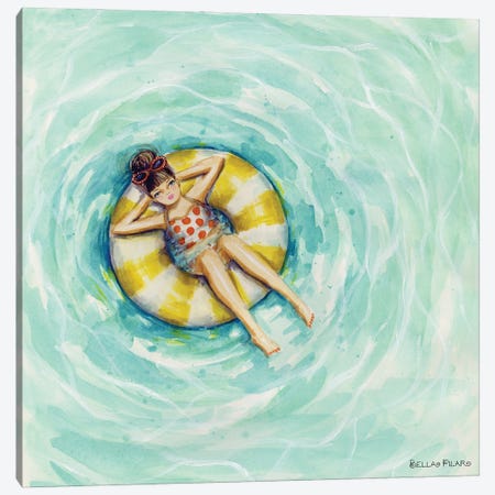 Pool Floatin' Canvas Print #BPR355} by Bella Pilar Art Print
