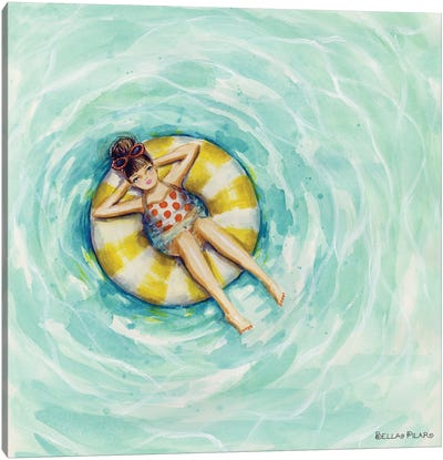 Pool Floatin' Canvas Art Print - Swimming Art