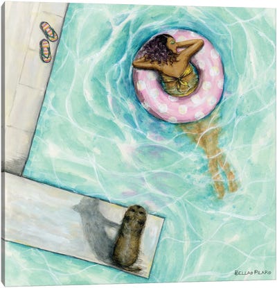 Pool Dreamin' Canvas Art Print - Swimming Art