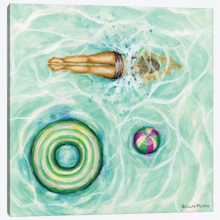 Pool Divin' Canvas Print #BPR357} by Bella Pilar Art Print