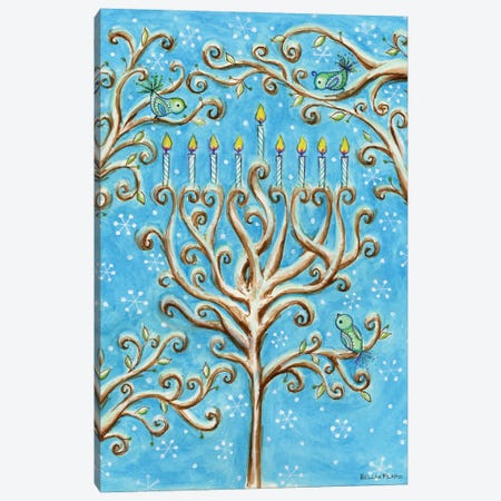 Snowy Chanukah Menorah Branches Canvas Print #BPR371} by Bella Pilar Canvas Art