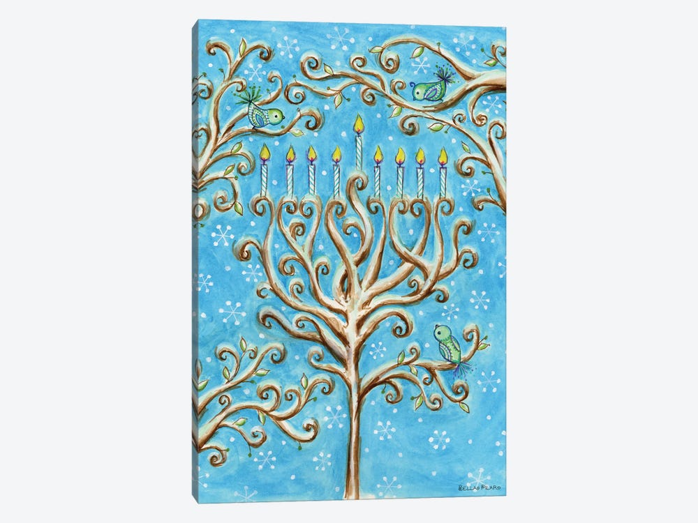 Snowy Chanukah Menorah Branches by Bella Pilar 1-piece Canvas Print