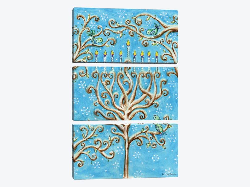 Snowy Chanukah Menorah Branches by Bella Pilar 3-piece Art Print