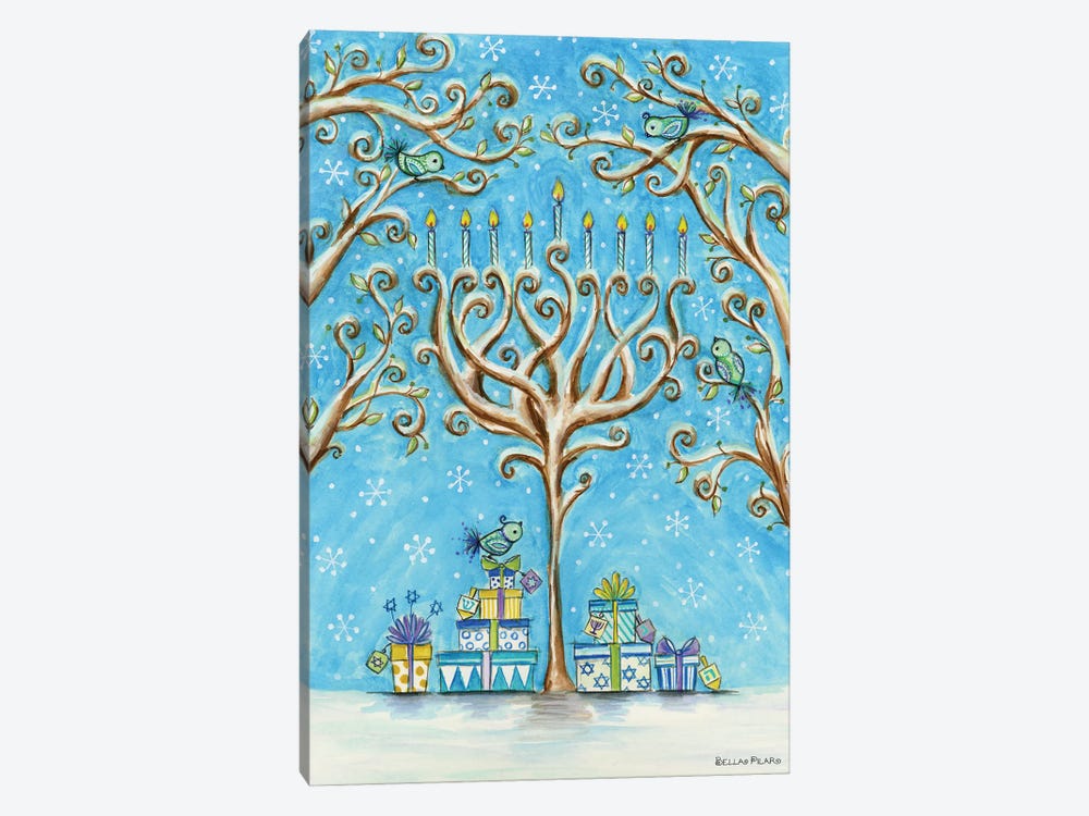 Snowy Chanukah Menorah Tree by Bella Pilar 1-piece Canvas Art