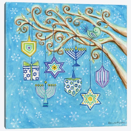 Snowy Chanukah Ornaments Canvas Print #BPR374} by Bella Pilar Art Print