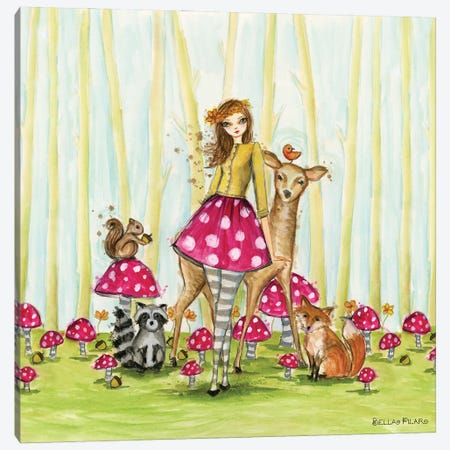 Mushroom Skirt's Forest Friends Canvas Print #BPR376} by Bella Pilar Art Print
