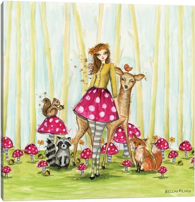 Mushroom Skirt's Forest Friends Canvas Art Print - Bella Pilar