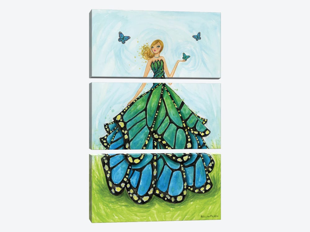 Blue Butterfly Dress by Bella Pilar 3-piece Canvas Artwork