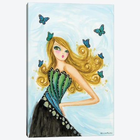 Blue Butterfly Girl Canvas Print #BPR382} by Bella Pilar Canvas Art Print