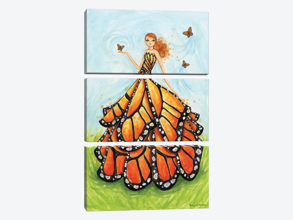 Orange Butterfly Dress by Bella Pilar 3-piece Art Print