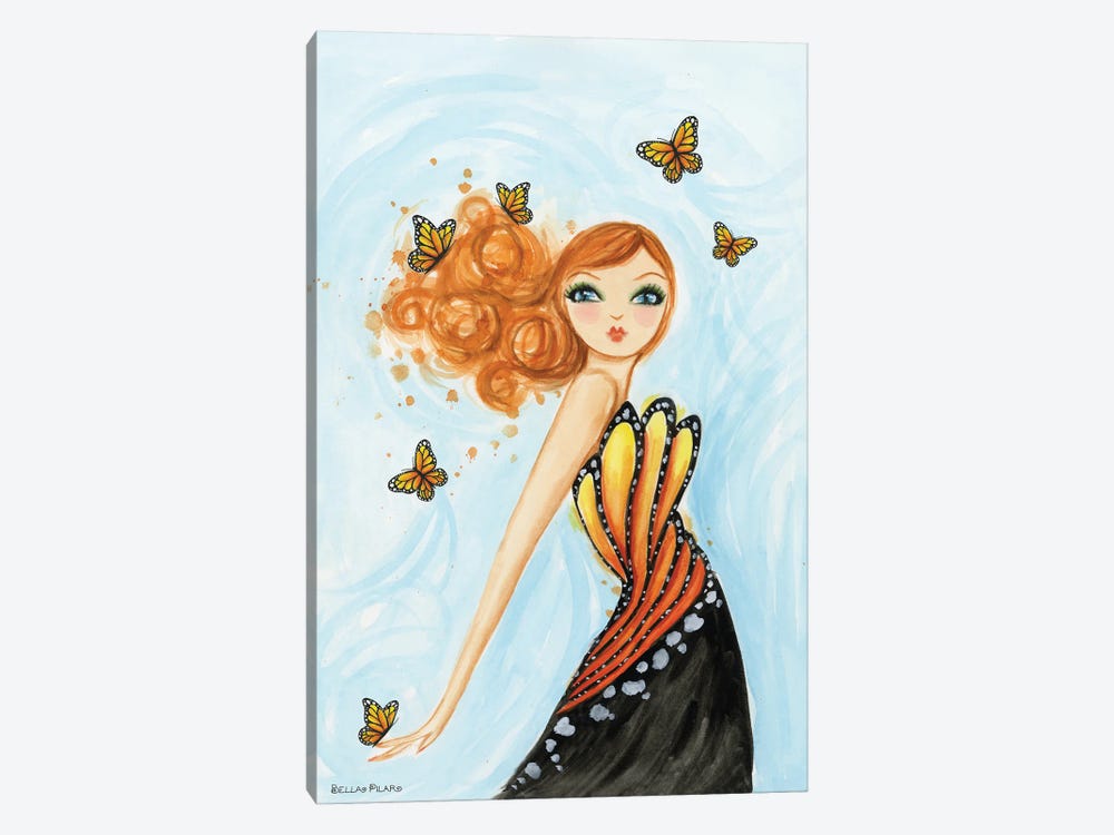 Orange Butterfly Girl by Bella Pilar 1-piece Canvas Art