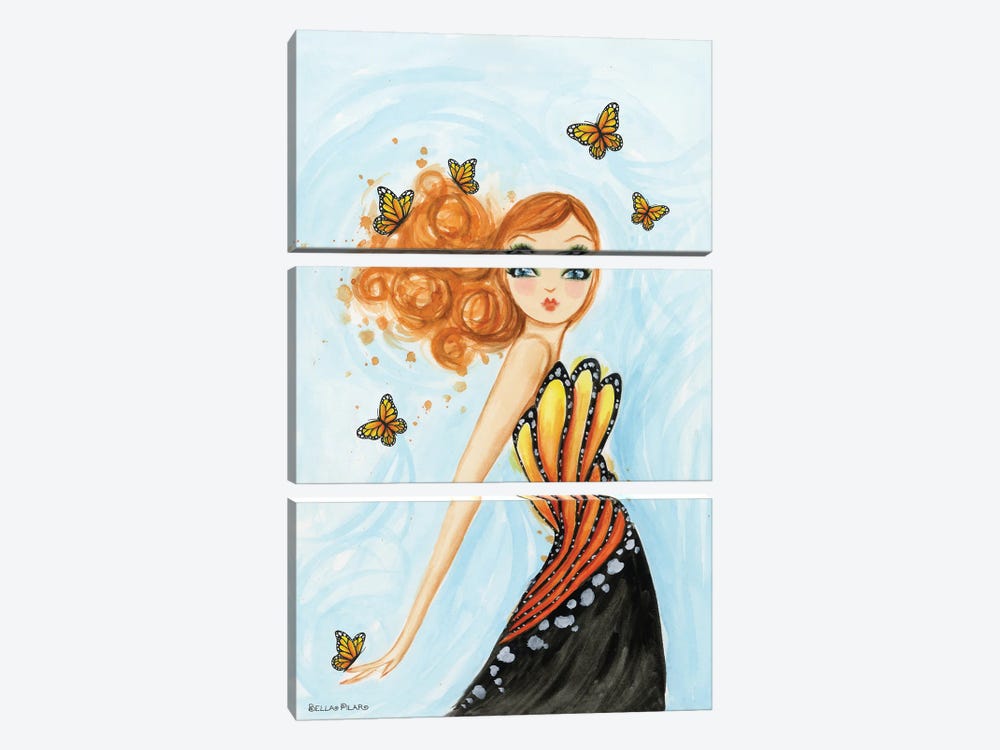 Orange Butterfly Girl by Bella Pilar 3-piece Canvas Artwork